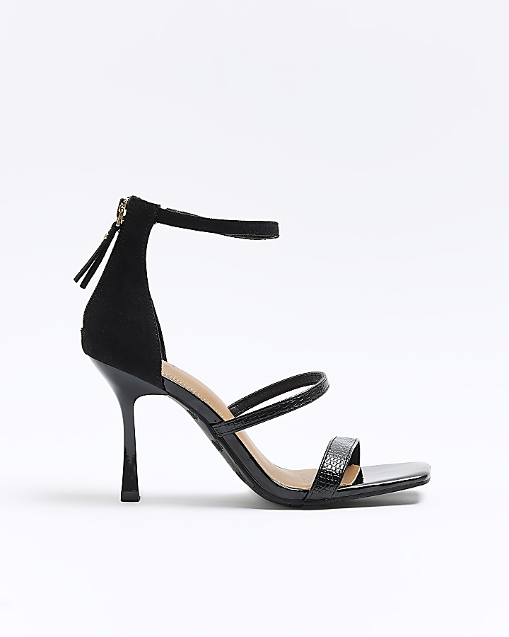 Wide fit clearance black sandal heels