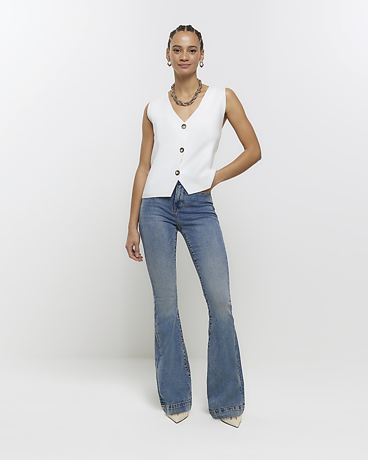 High waisted denim on sale flares