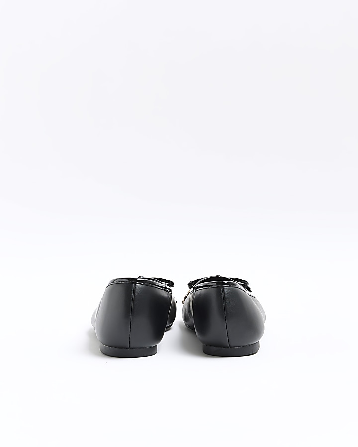 Black wide fit bow ballet shoes