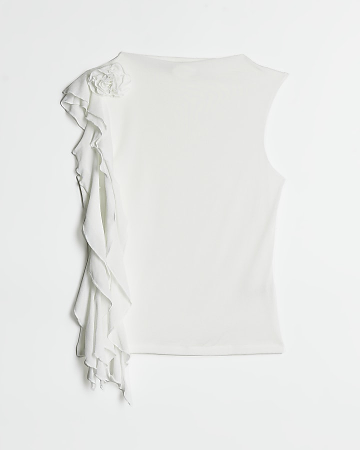 White corsage sleeveless top | River Island