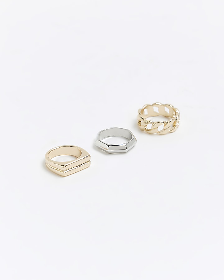 Gold chain link chunky ring multipack