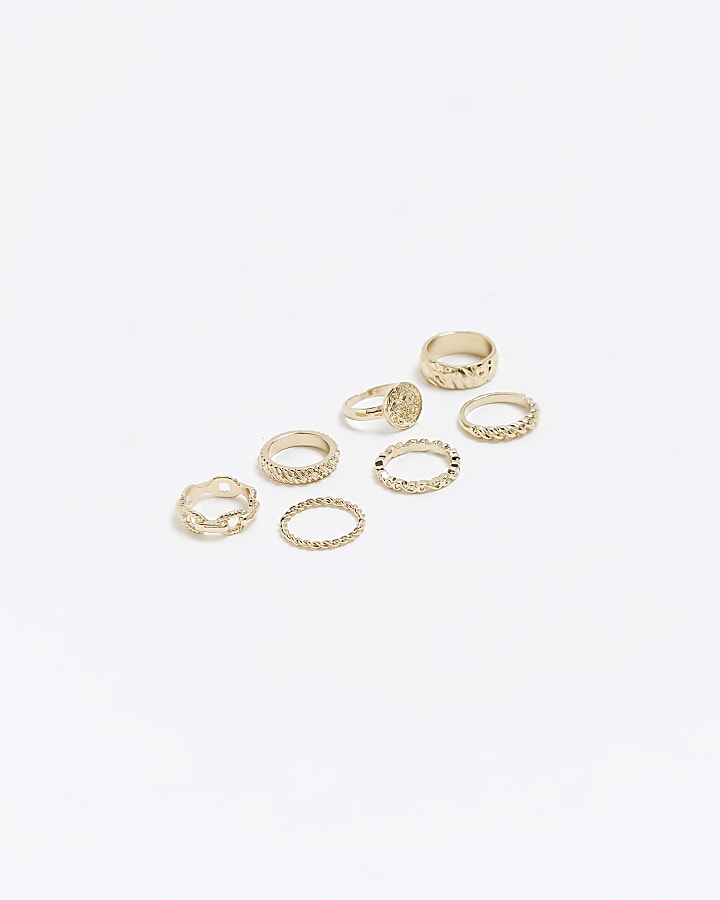 Gold textured rings multipack