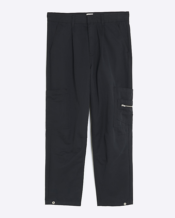 Black high waist cargo trousers