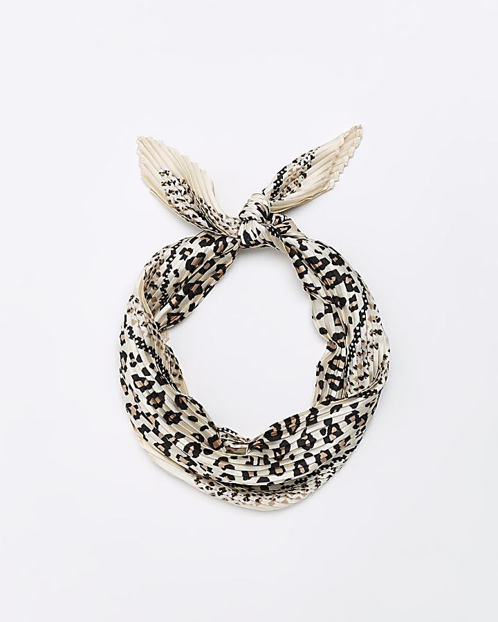 Cream animal print head scarf