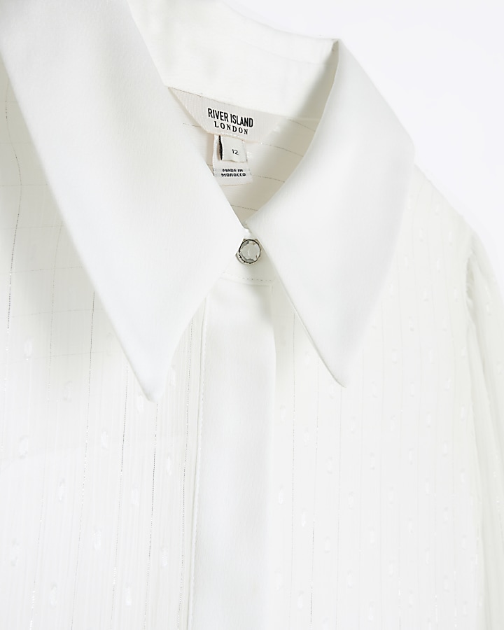 White chiffon longline shirt