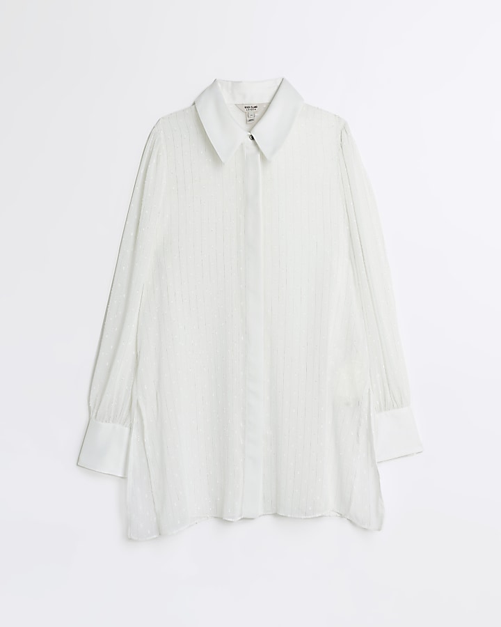 White chiffon longline shirt