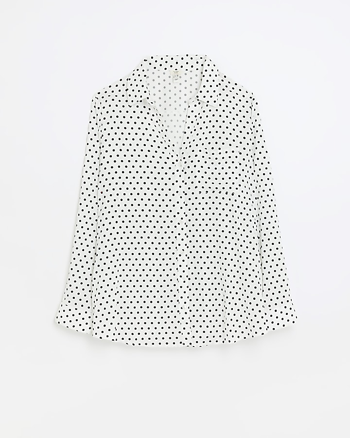 Plus white spot open neck shirt | River Island