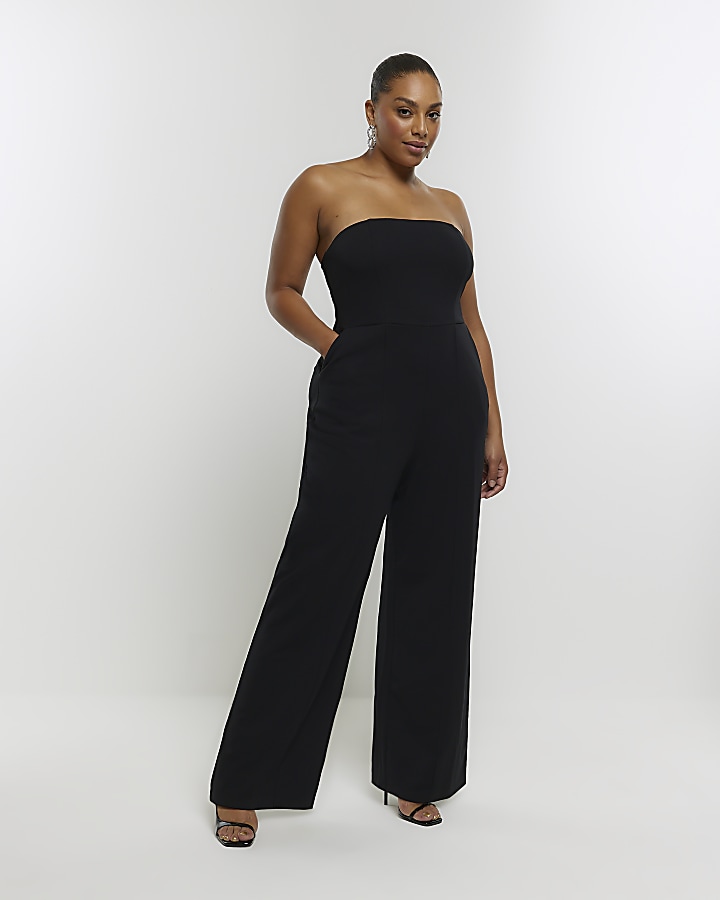 Black strapless jumpsuit plus hot sale size