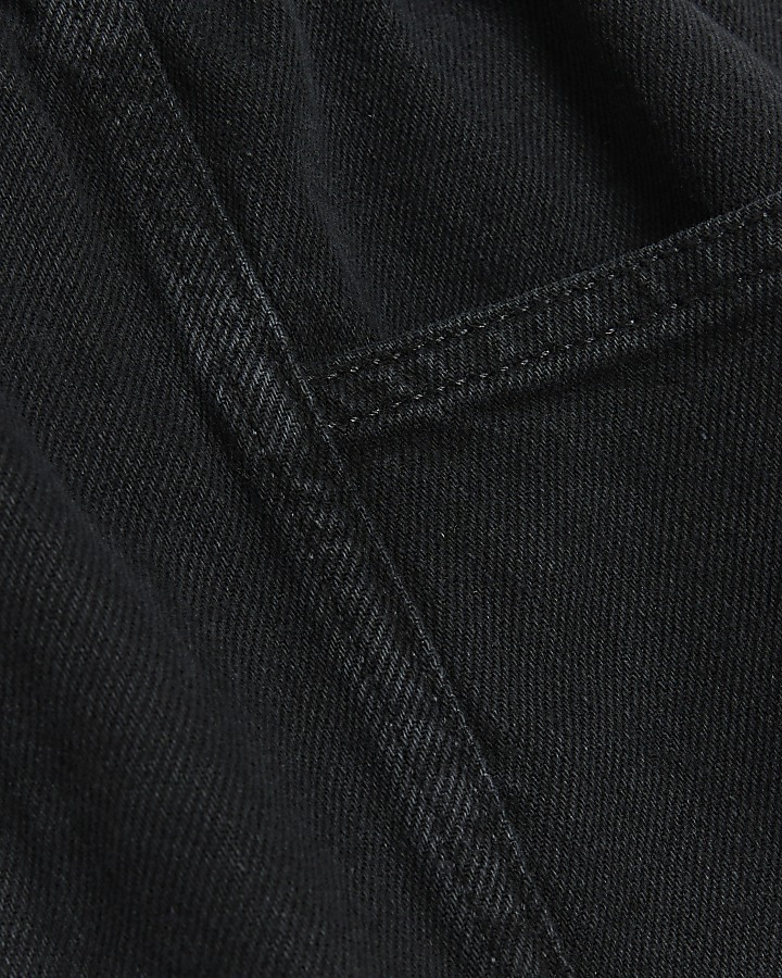 Petite black paperbag belted jeans