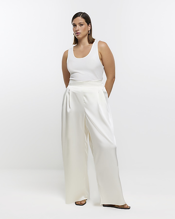 Plus wide hot sale leg trousers