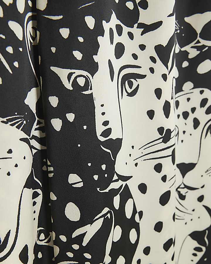 Plus black satin animal print pyjama bottoms | River Island
