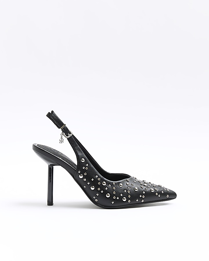 Black studded clearance pumps