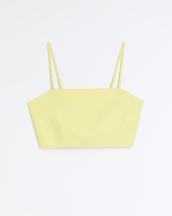 Yellow square neck crop top