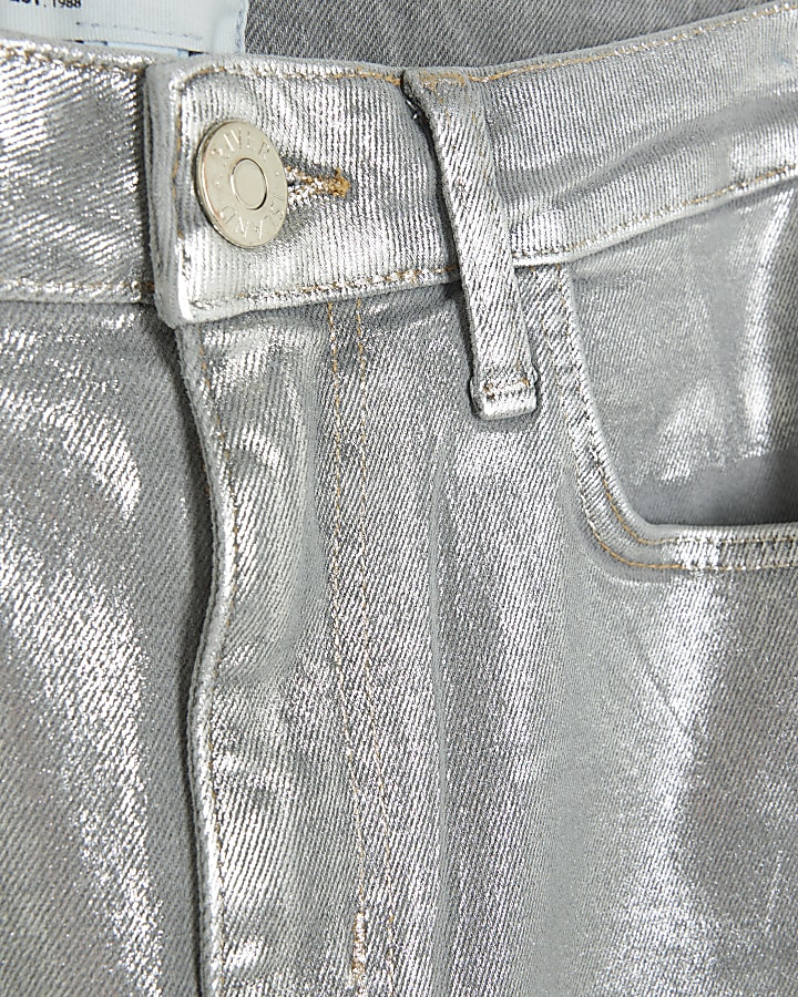 Silver straight coated jeans