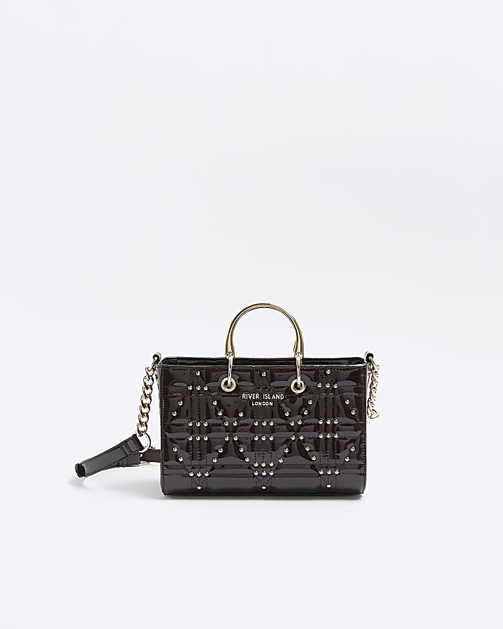 River island black online studded bag