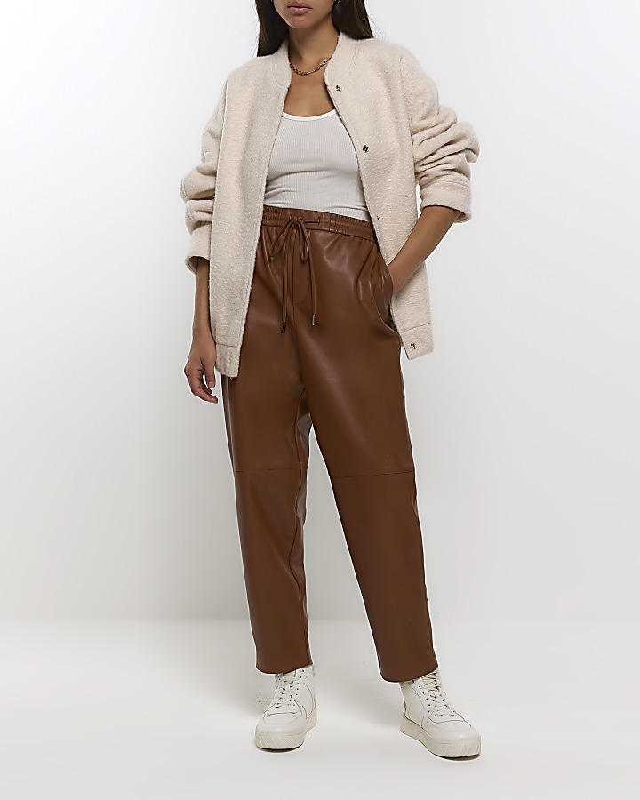 river island brown leather trousers