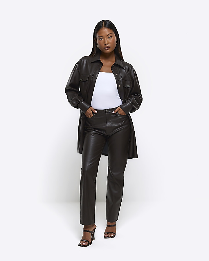 Petite Faux Leather Trousers