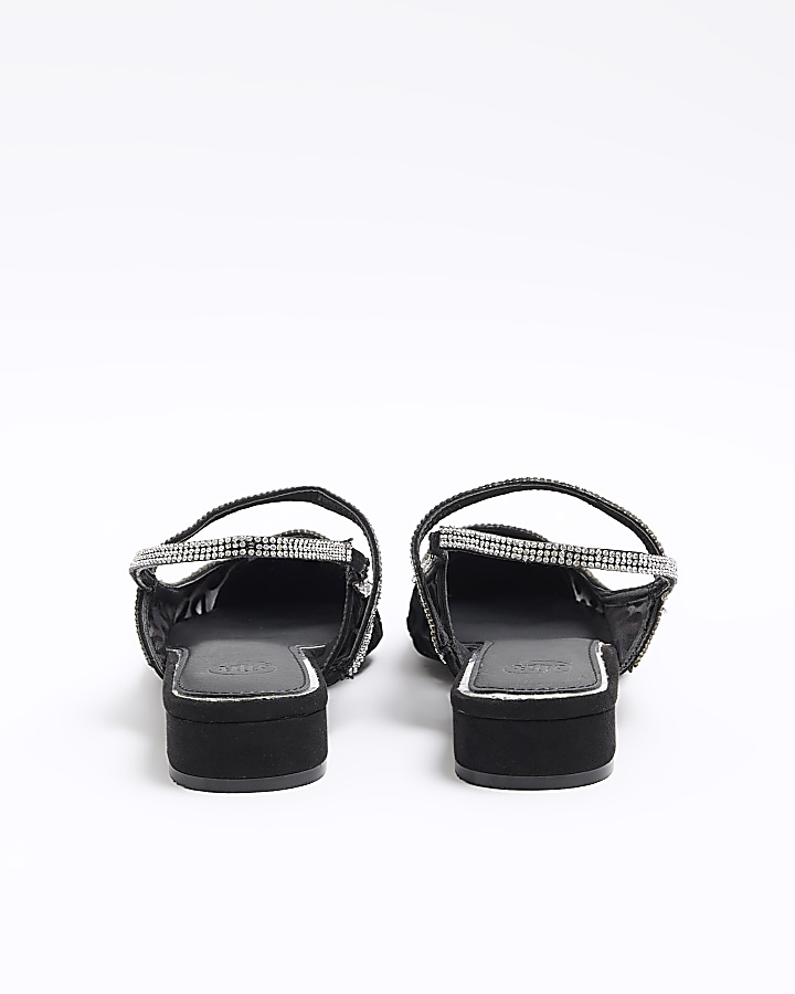 Black jacquard diamante sling back shoes