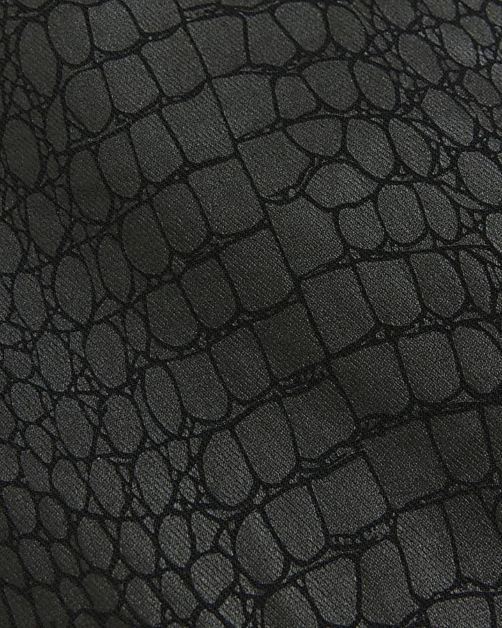 Black croc embossed coated jeans