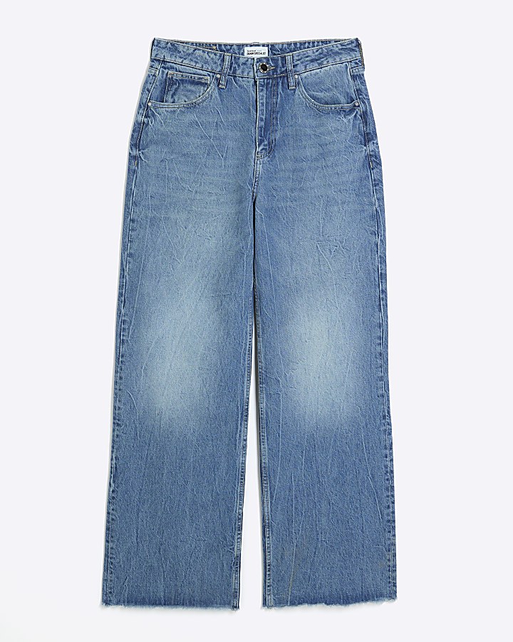 Blue high waist wide leg jeans