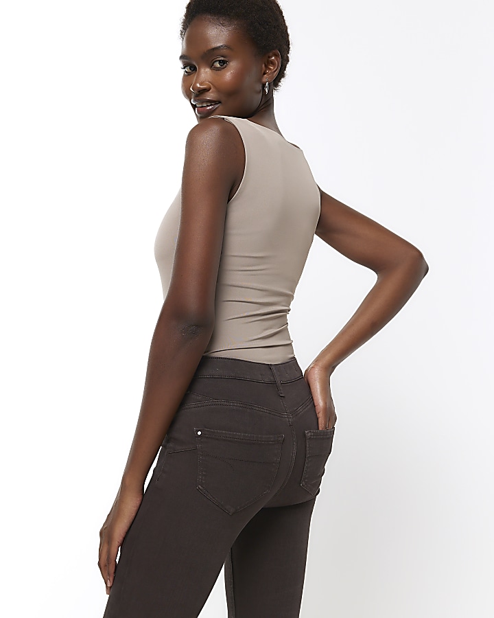Brown Molly mid rise bum sculpt skinny jeans