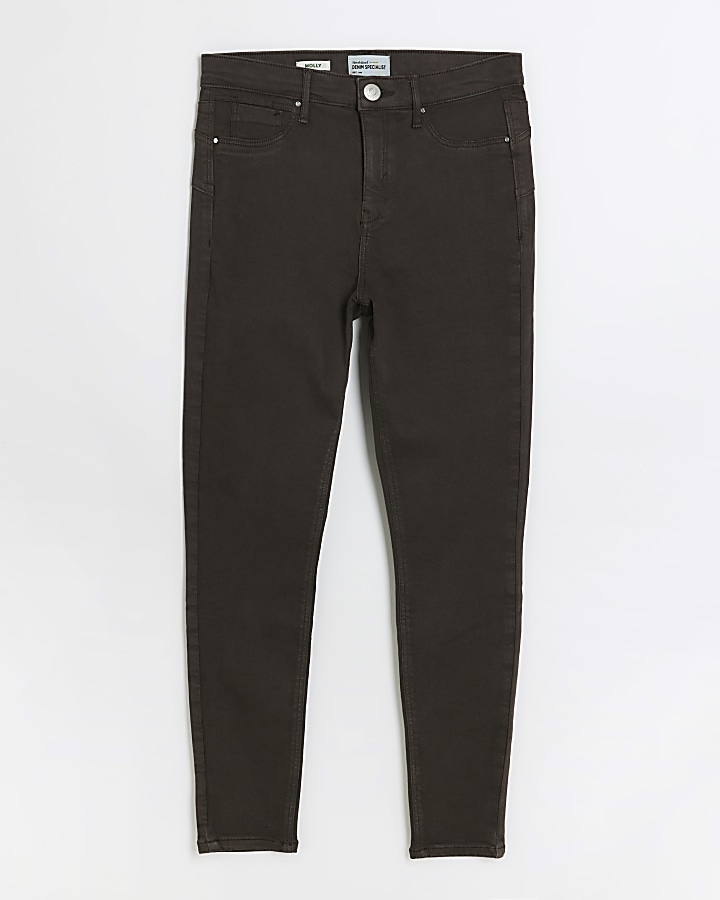 Brown Molly mid rise bum sculpt skinny jeans | River Island