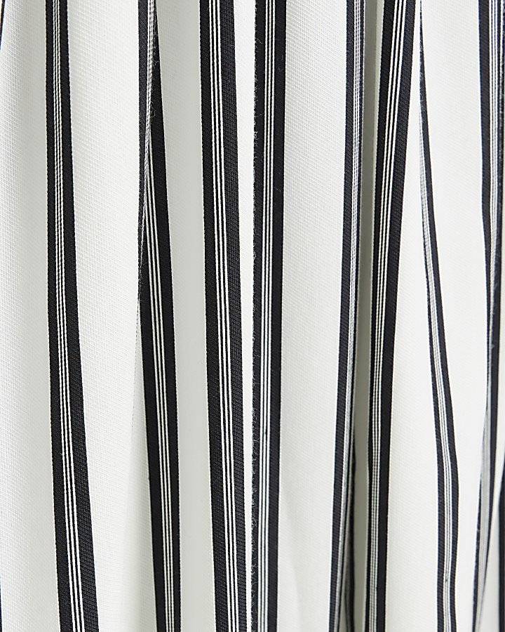 Black poplin stripe swing midi dress