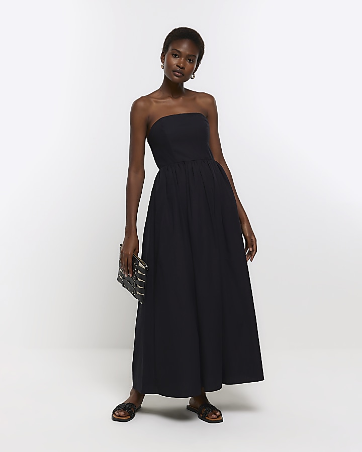 Black bandeau prom maxi dress