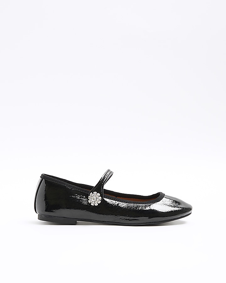 Black diamante strap ballet shoes River Island