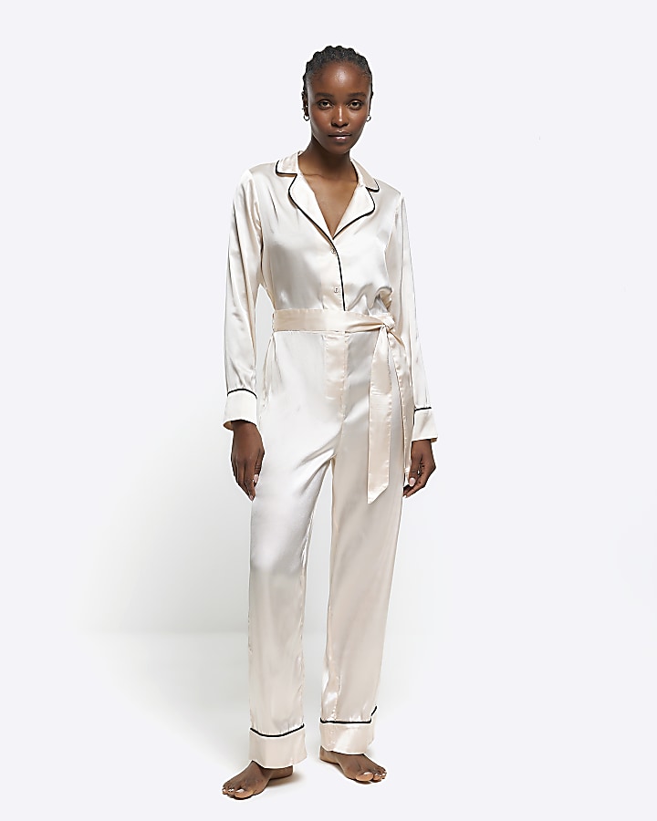 Silk store jumpsuit pajamas