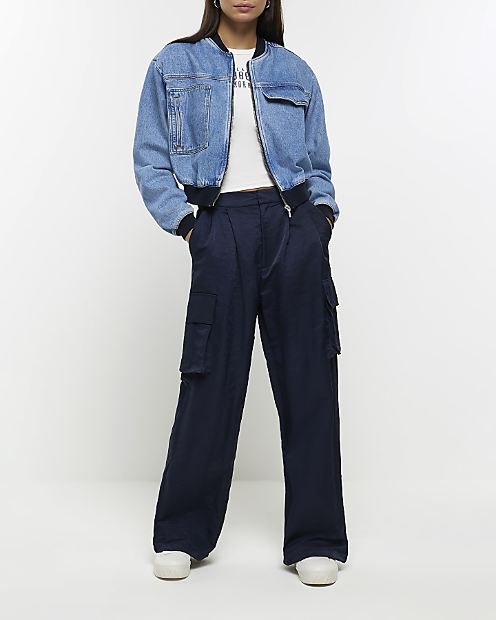 Navy casual cargo trousers