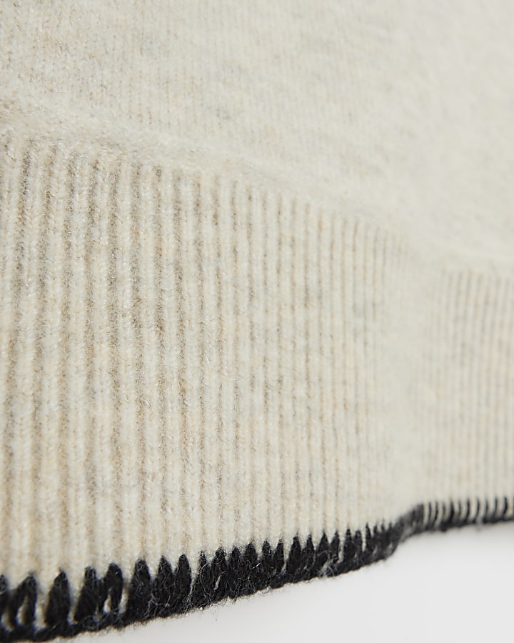 Beige collared cosy jumper River Island