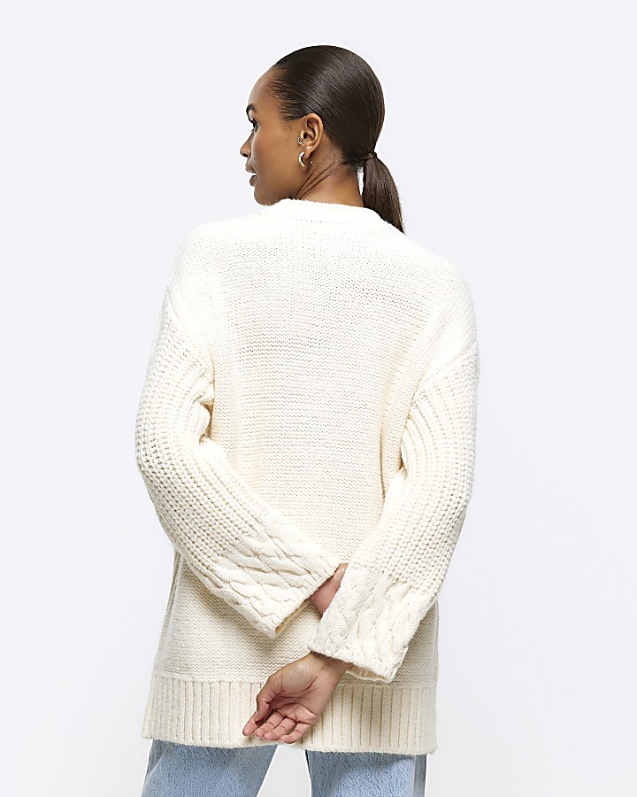 Cream cable knit jumper River Island