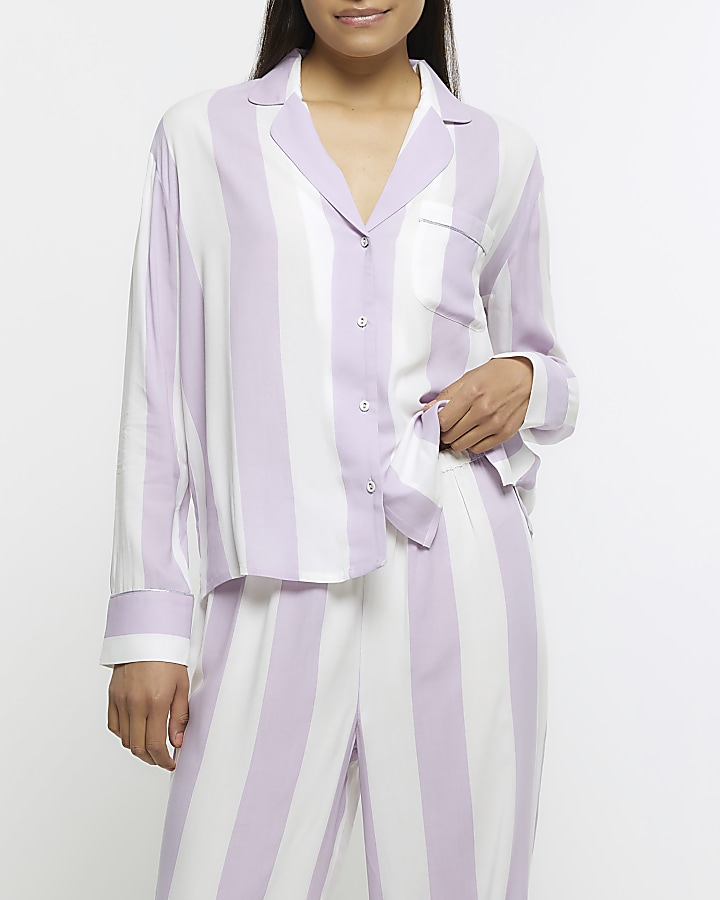 Lilac Stripe Pyjama Shirt