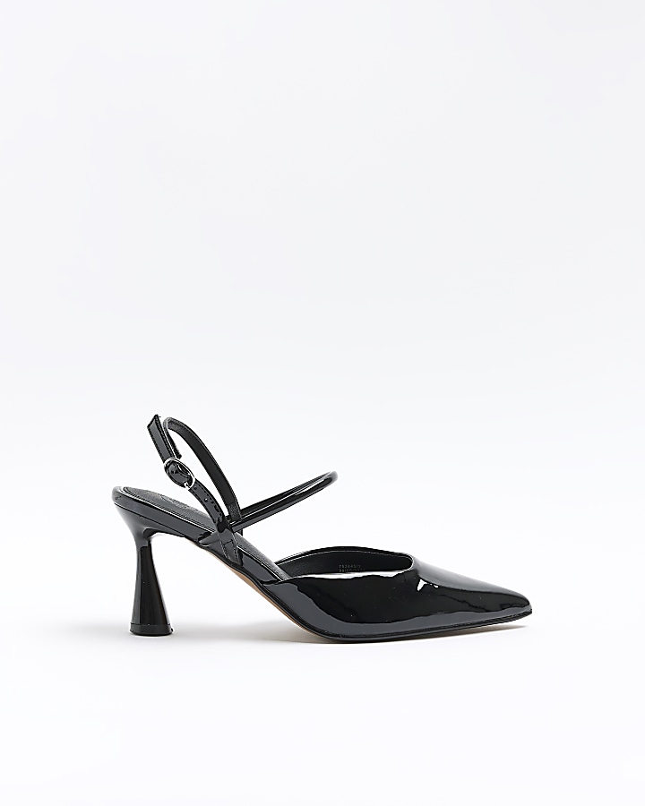 Black slingback heeled court shoes