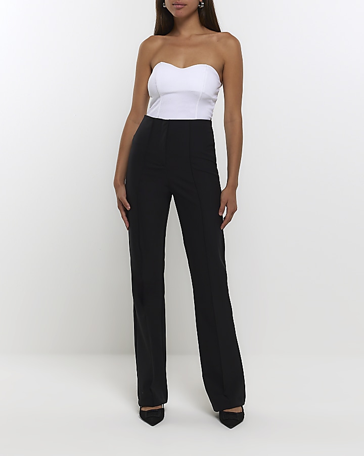 Black high waist straight trousers