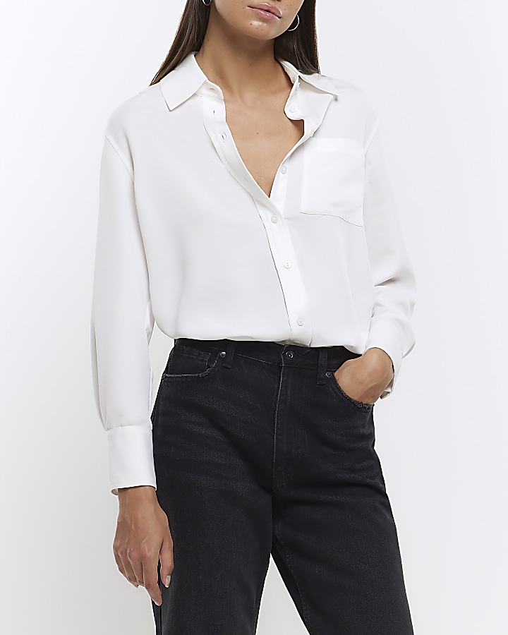 White chiffon long sleeve shirt