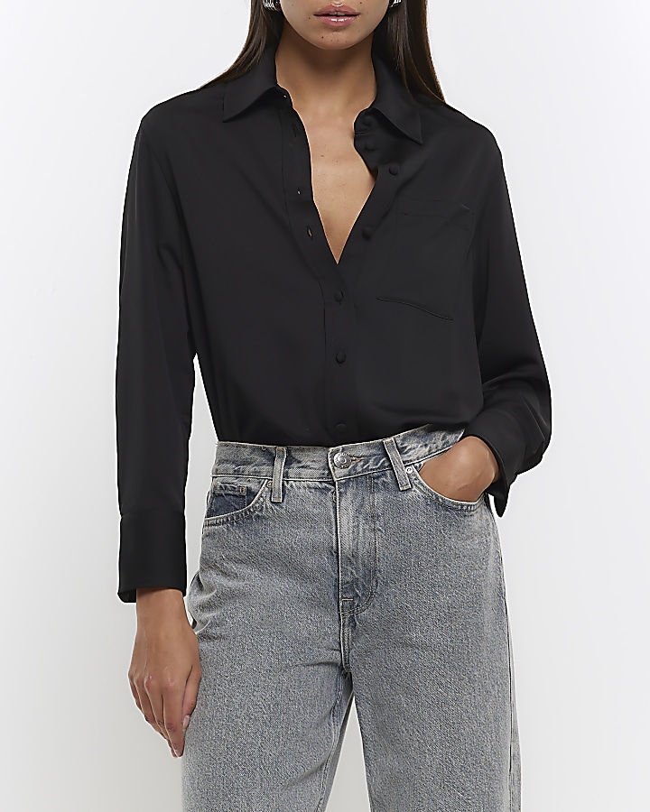 Black chiffon cheap tops uk