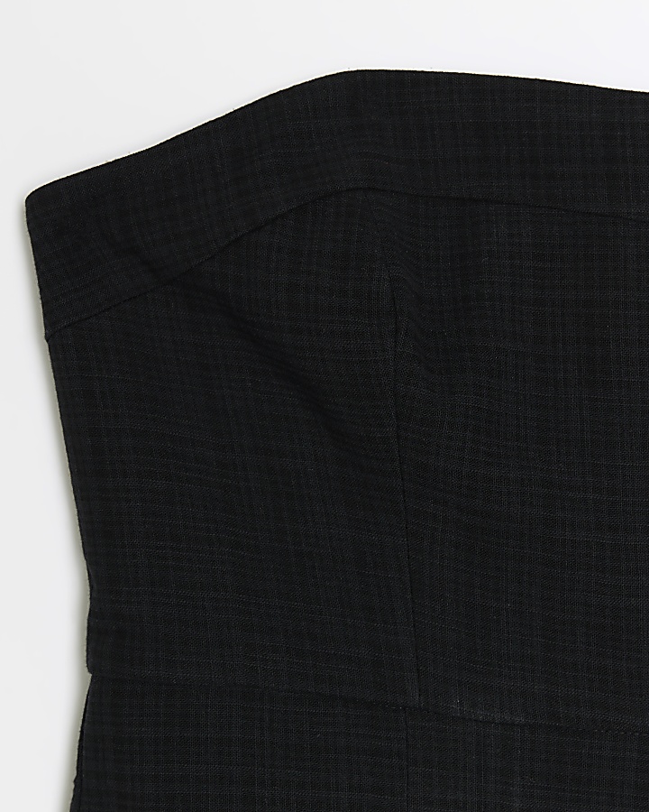Black linen blend bandeau jumpsuit