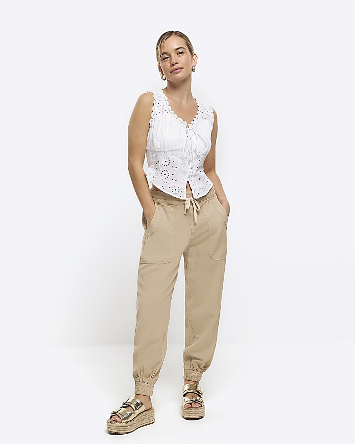 Petite linen hot sale joggers