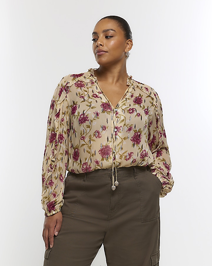 Cream store chiffon blouse