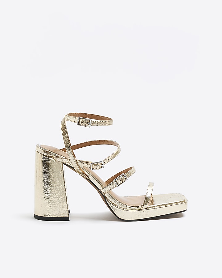 Gold cheap buckle sandals