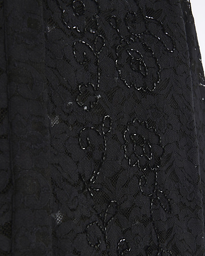Black lace beaded shirt | River Island