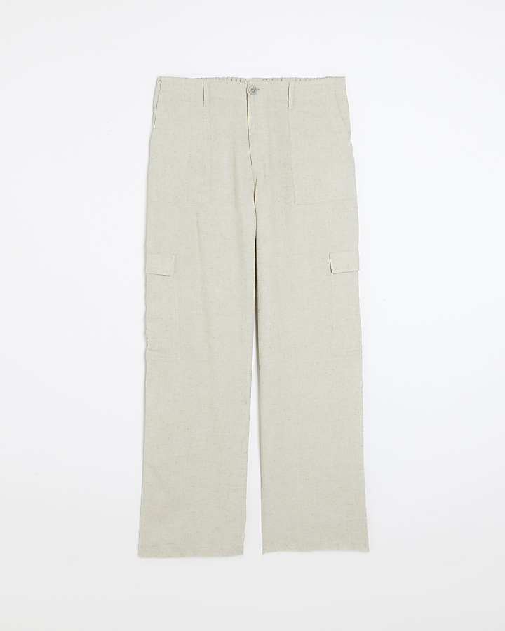 Stone utility trousers with linen