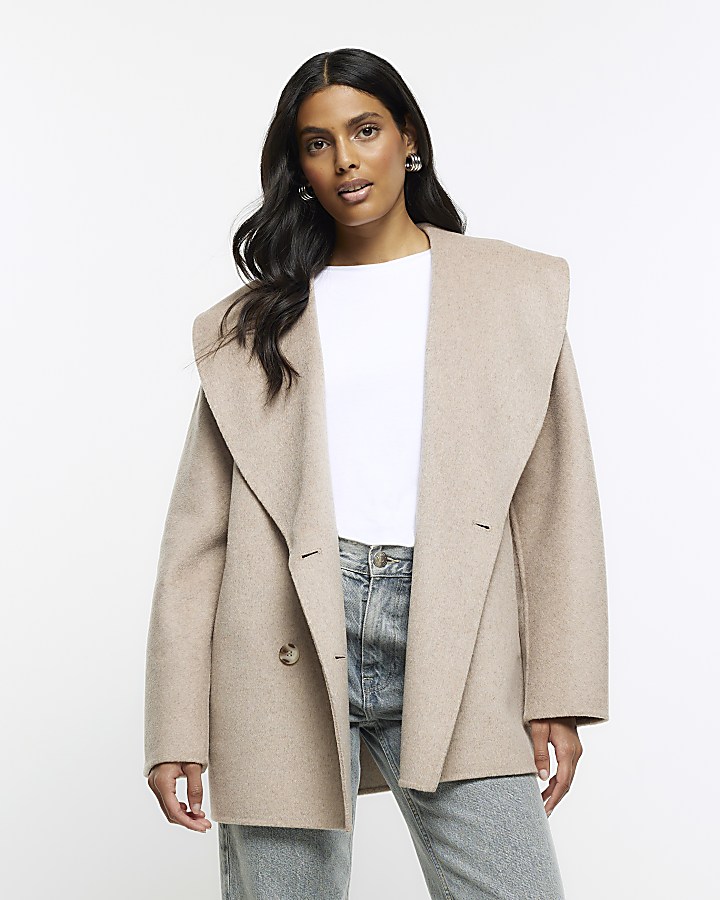 Double breasted coat on sale beige