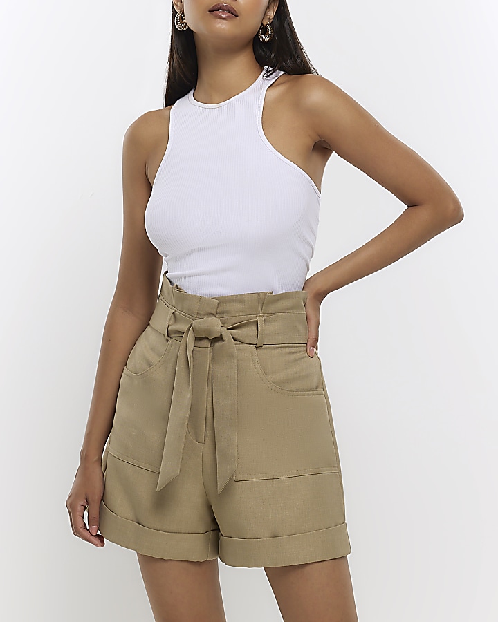 High waisted shorts with hot sale tie