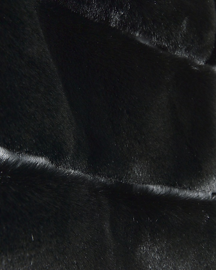 Black faux fur biker gilet