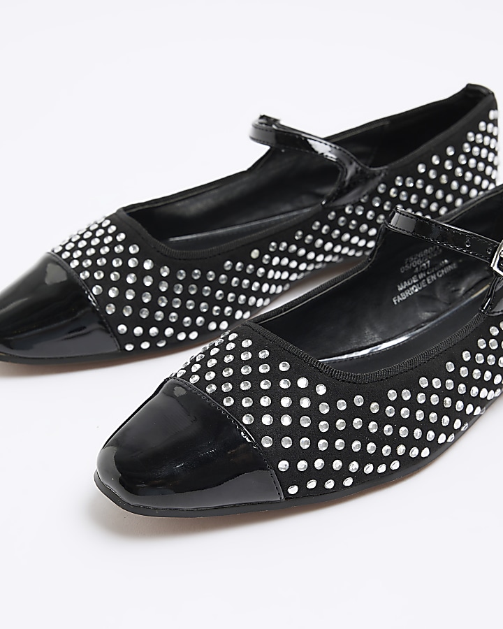 Black diamante ballet shoes