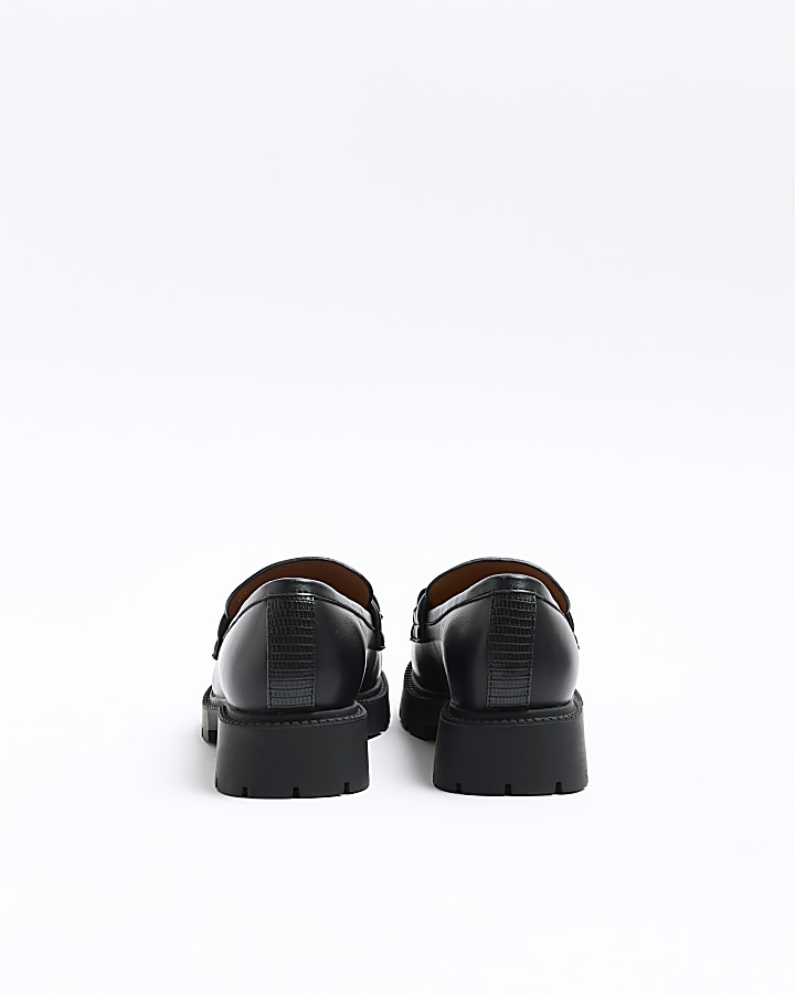 Black chain detail chunky loafers