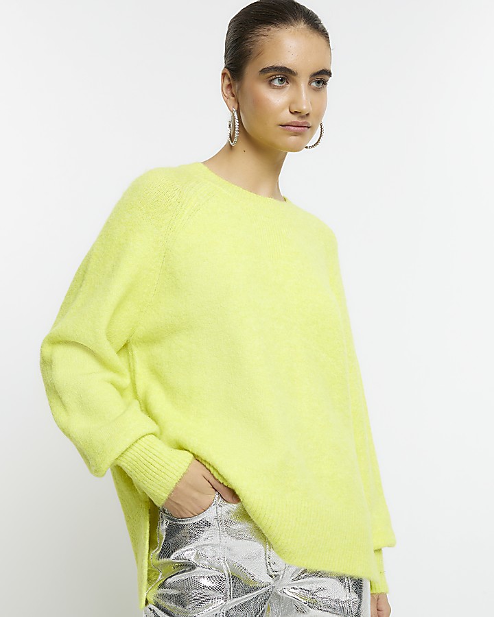 Lime green knitted jumper | River Island